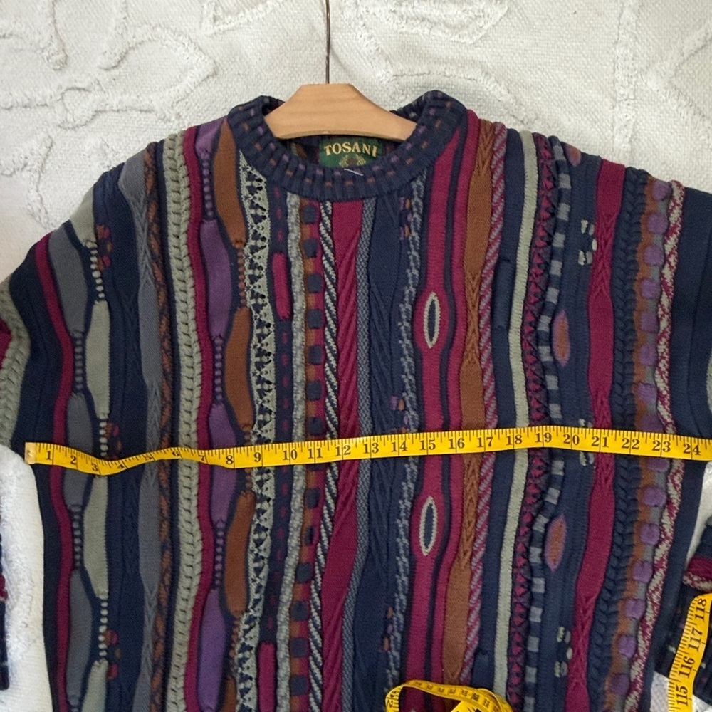 Rare Tosani Sweater Vintage XLarge CoogiStyle MultiColor 80s 90s - Picture 7 of 7